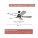 Luminance Kathy Ireland Home Ion Eco LED 72in Ceiling Fan with DC Motor | Hanging Fixture with Dimmable Light Kit, Wall Control, and Downrod Mount | Graphite with Black Solid Wood Blades