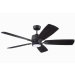 Luminance Kathy Ireland Home Ion Eco LED 72in Ceiling Fan with DC Motor | Hanging Fixture with Dimmable Light Kit, Wall Control, and Downrod Mount | Graphite with Black Solid Wood Blades
