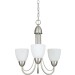 Sunset Lighting 19" 3-Light Chandelier Opal Glass, Satin Nickel Finish F2683-53