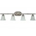 Sunset Lighting 4-Light Bath Bar, Sconce Bright Satin Nickel Finish with Faux Alabaster Glass F3654-80